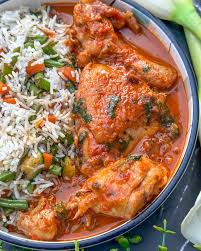 Rice with stew chicken